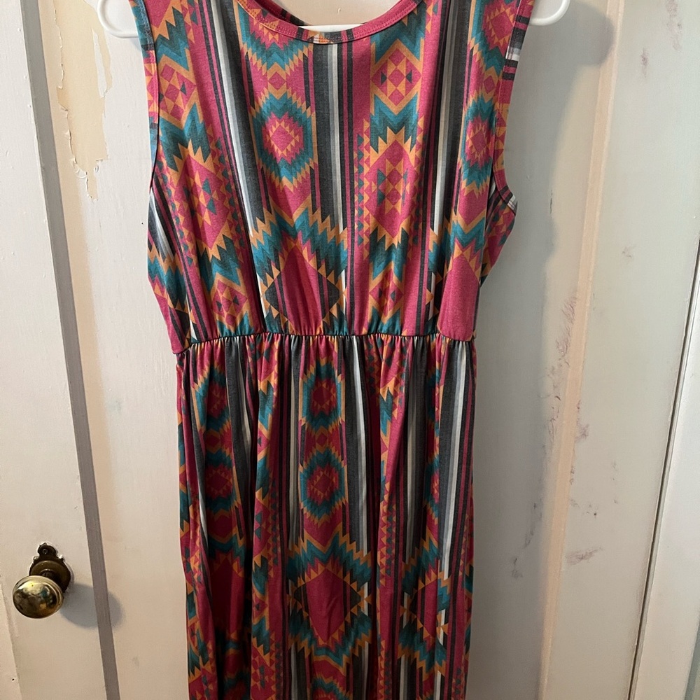Colorful Geometric Sleeveless Dress